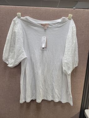 Philosophy White Eyelet Puff-Sleeve Tee
